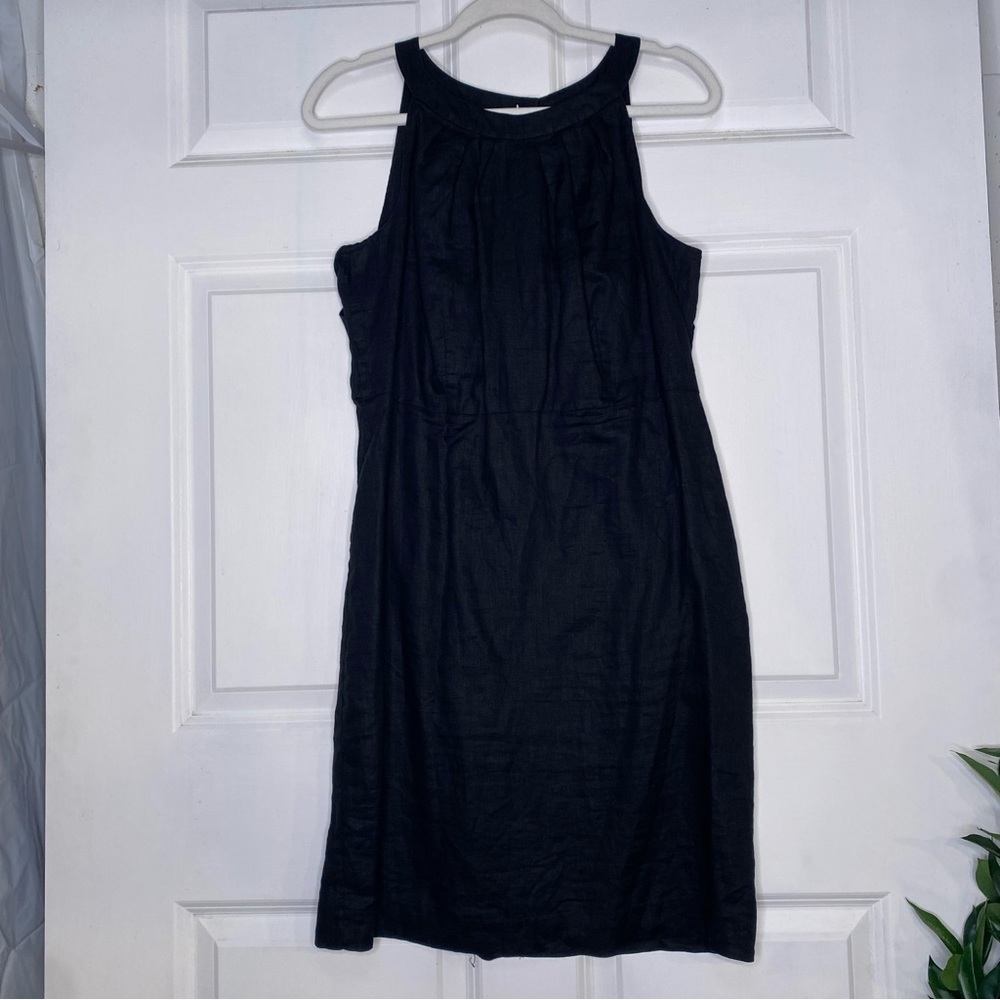 Loft Black Linen Sleeveless Dress Size 12 Petite